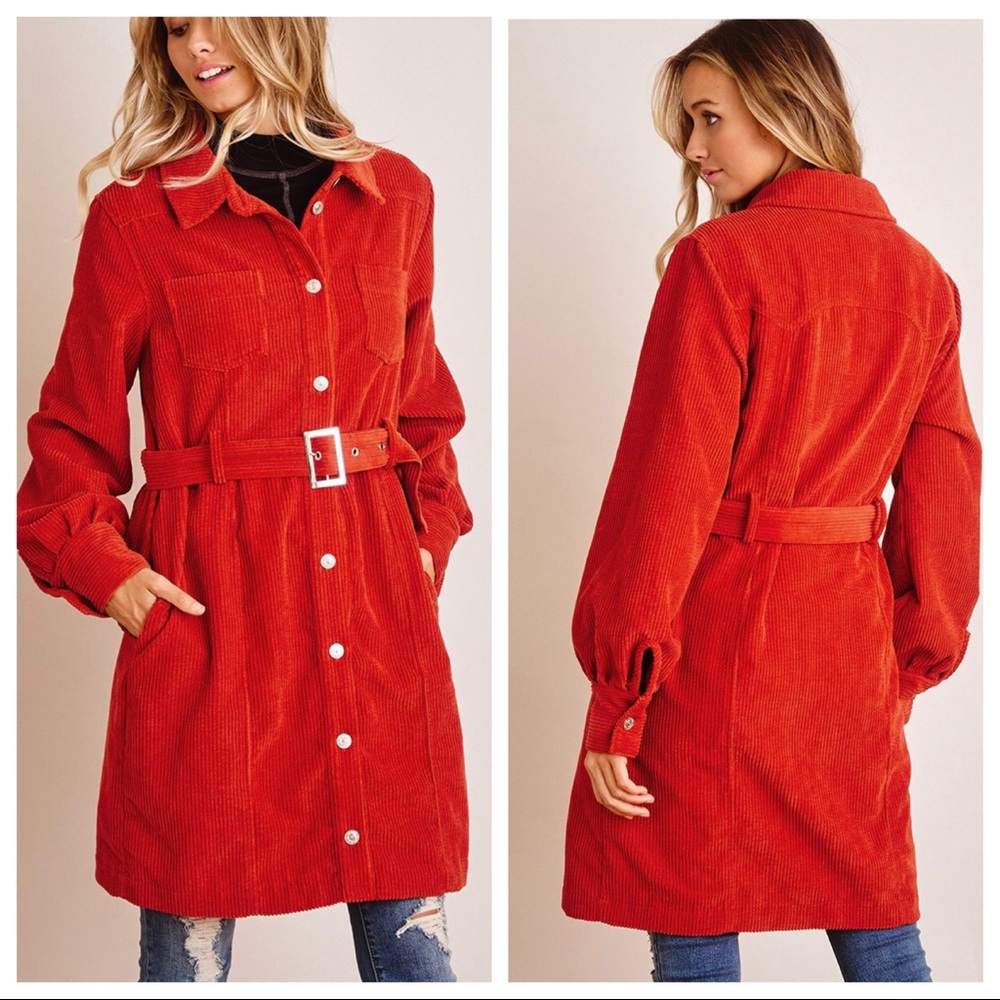 #16 ✨LAST ONE ✨Fabulous Retro Chic Corduroy Trench Jacket - Picture 4 of 4